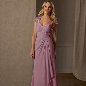 AZAZIE BIRDIE, Chiffon Floor-Length Dress Vintage Mauve Size 14